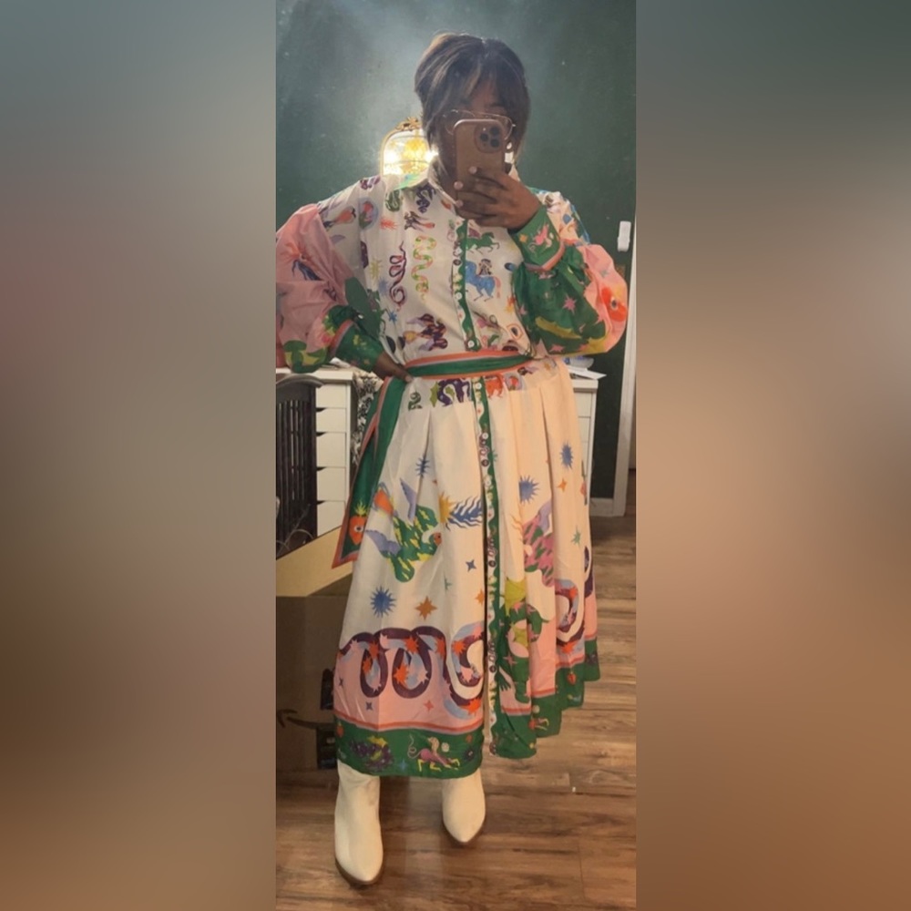 Colorful Print Maxi Dress